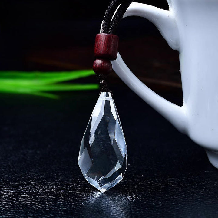 Collana con ciondolo a goccia in pietra naturale grezza Olivenorma - Quarzo trasparente - image 9