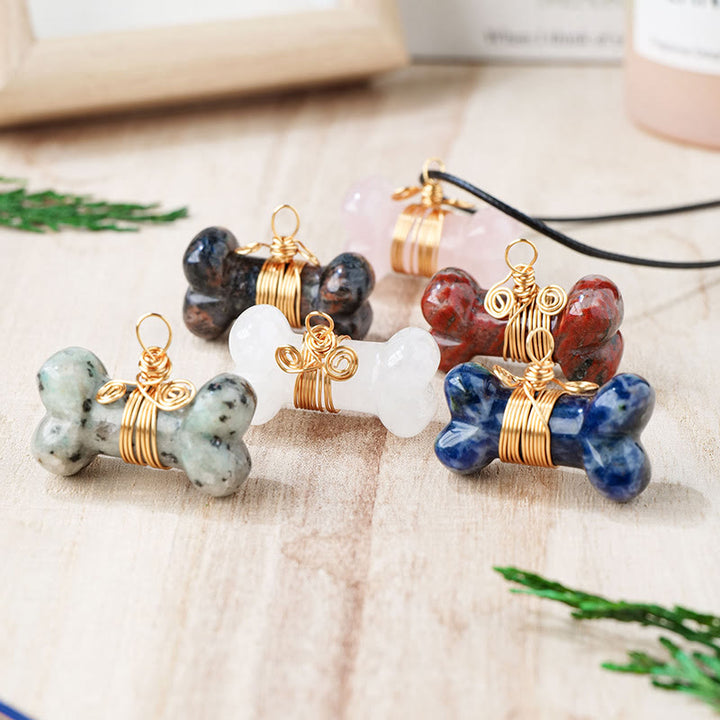 Collana con ciondolo in osso di cristallo e pietra naturale Olivenorma - image 13