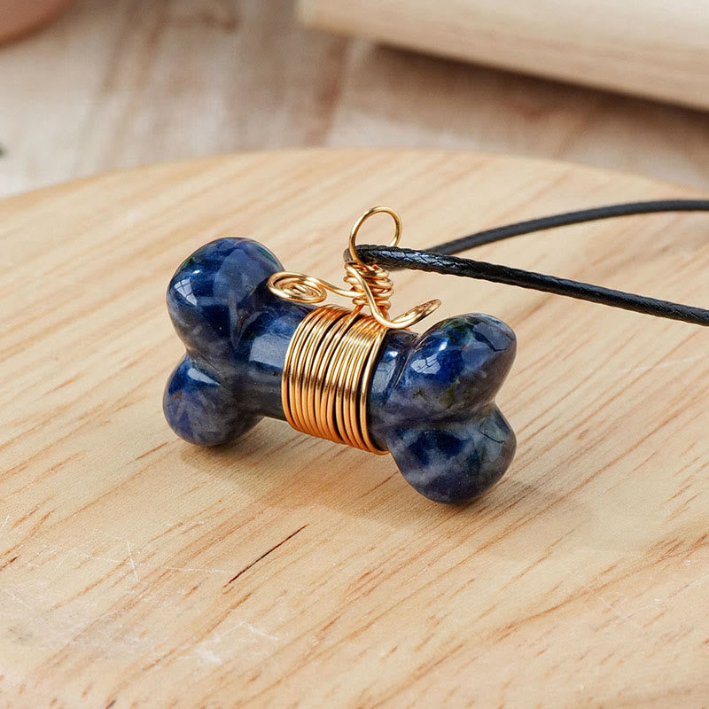 Collana con ciondolo in osso di cristallo e pietra naturale Olivenorma - Sodalite blu - image 7