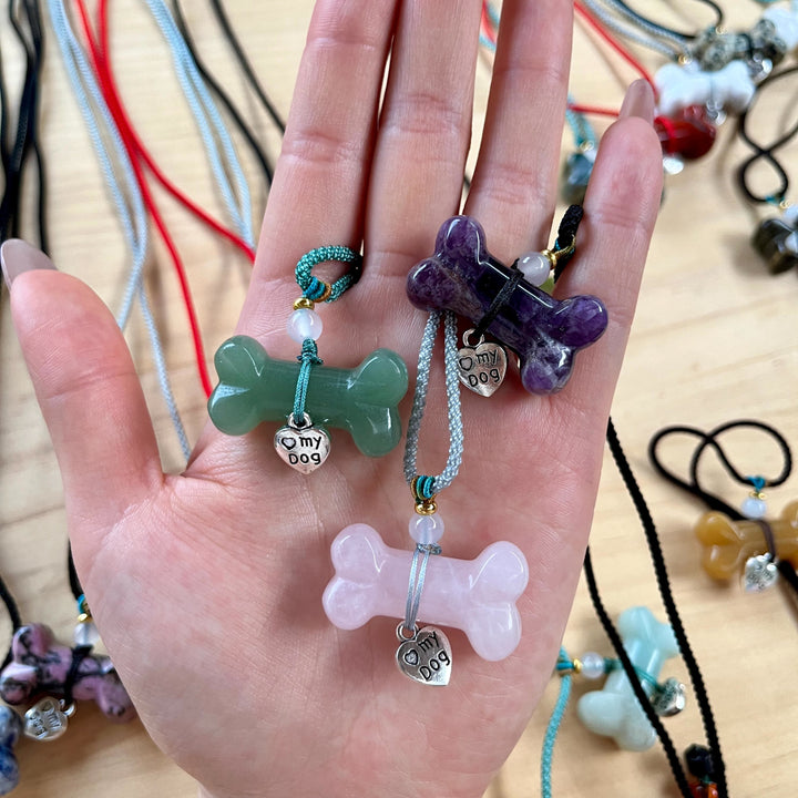 Collana per animali domestici in osso con pietre preziose naturali Olivenorma - image 0