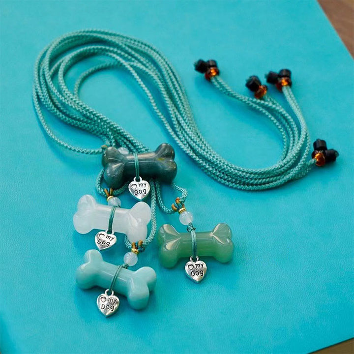 Collana per animali domestici in osso con pietre preziose naturali Olivenorma - Avventurina verde e corda verde - image 15