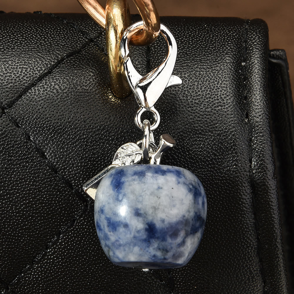 Portachiavi con pietra preziosa naturale a forma di mela di cristallo colorato Olivenorma - Sodalite - image 16