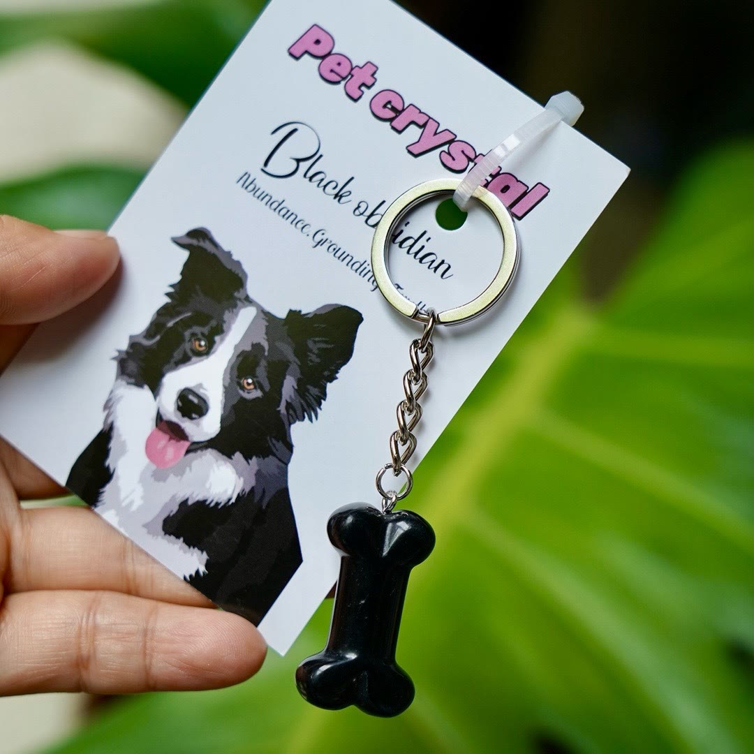 Portachiavi a forma di osso di cane in pietra naturale Olivenorma - Ossidiana - image 15