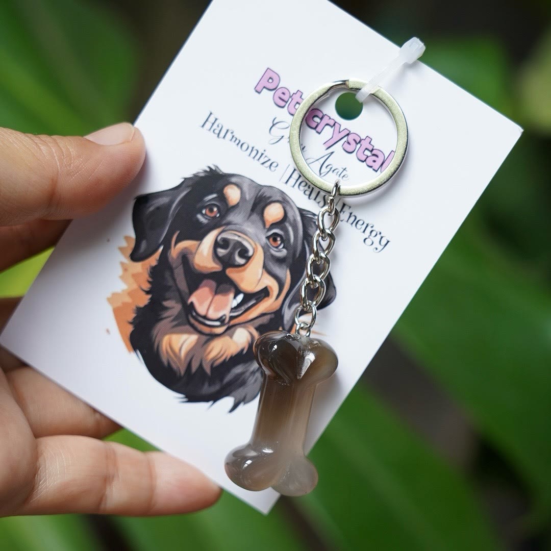 Portachiavi a forma di osso di cane in pietra naturale Olivenorma - Diaspro grigio - image 11