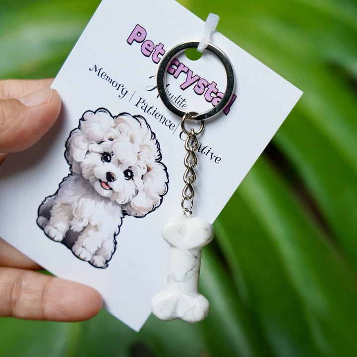 Portachiavi a forma di osso di cane in pietra naturale Olivenorma - Howlite bianca - image 13