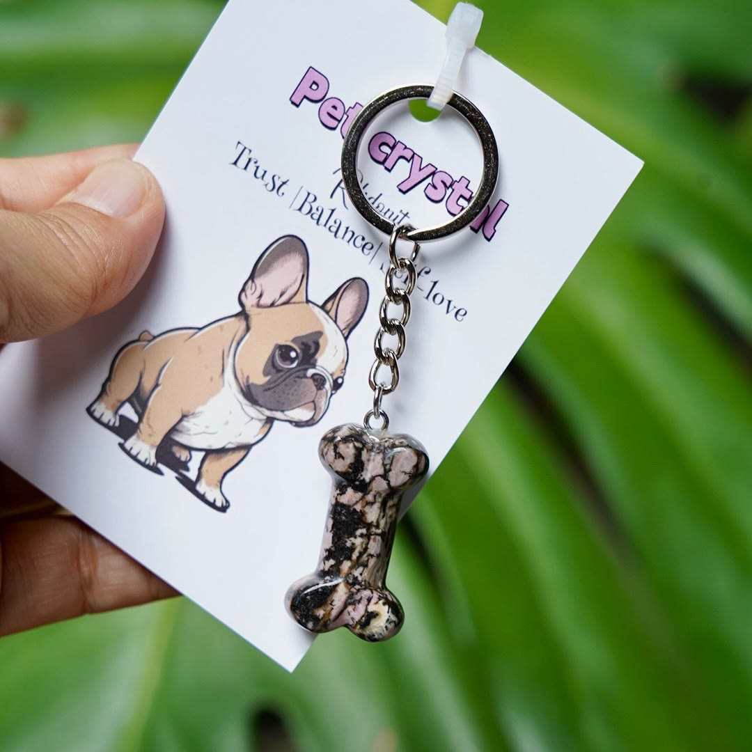 Portachiavi a forma di osso di cane in pietra naturale Olivenorma - Rodonite - image 19