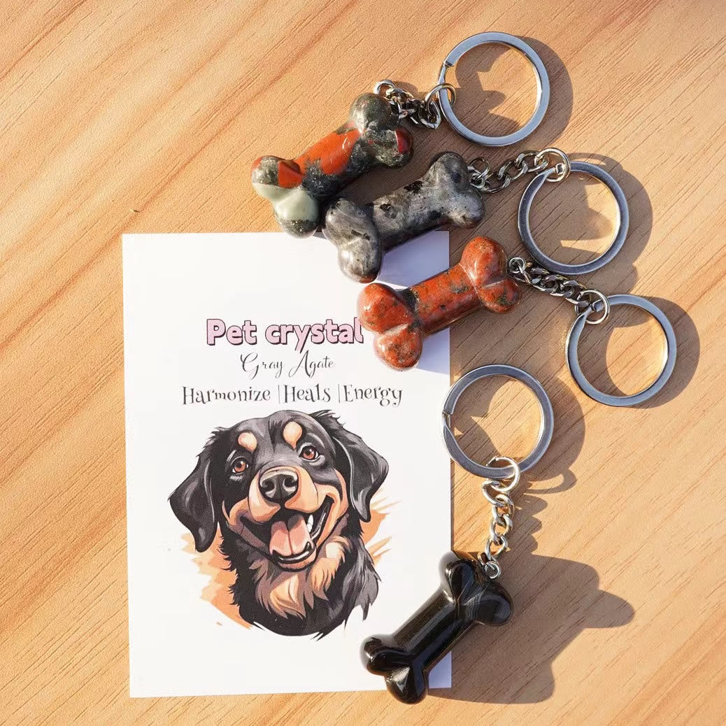 Portachiavi a forma di osso di cane in pietra naturale Olivenorma - image 0