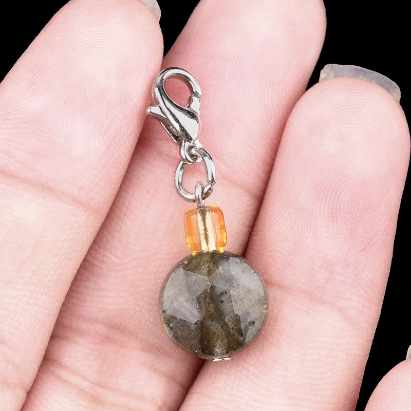 Portachiavi con esagramma in cristallo di pietra naturale Olivenorma - Labradorite - image 11