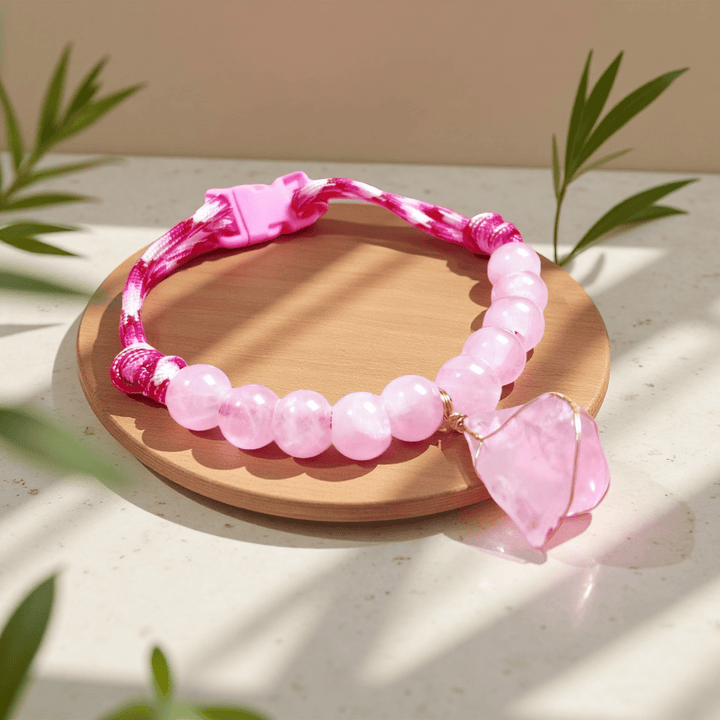 Olivenorma Gentle Calm Rose Quartz Collare per animali domestici - Quarzo rosa - Regolabile 25-35 cm - image 1