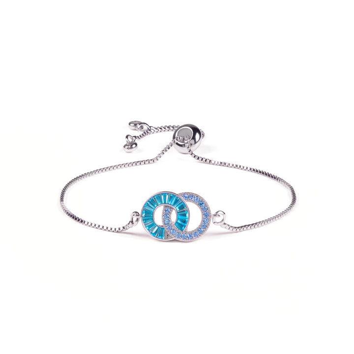 Regali personalizzati con pietra portafortuna Olivenorma per madre e figlia: bracciale e collana con cerchi intrecciati. - Braccialetto - Argento - 2 pietre natali - image 1