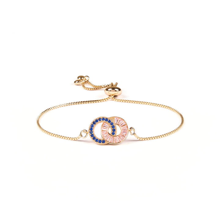 Olivenorma - Bracciale con cerchi di collegamento personalizzati per mamma e figlia, regalo per la pietra portafortuna - Oro rosa - 2 Pietre portafortuna - image 11