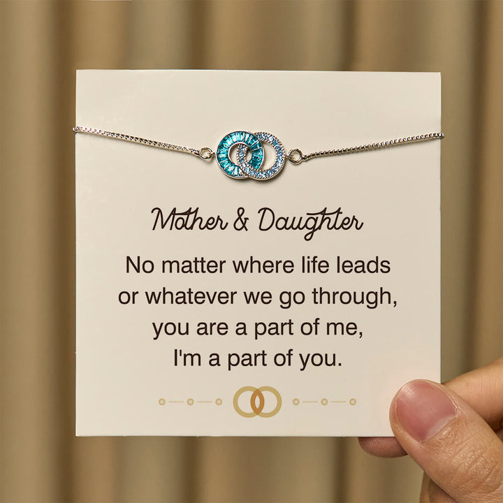 Olivenorma - Bracciale con cerchi di collegamento personalizzati per mamma e figlia, regalo per la pietra portafortuna - image 3