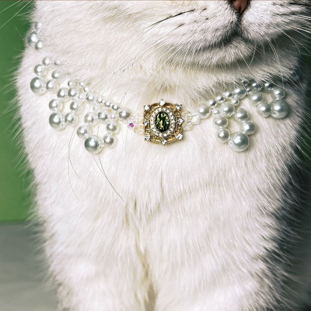 Olivenorma - Collana con collare per animali domestici in stile vintage con perle fatte a mano - image 10