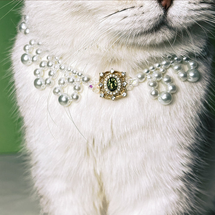 Olivenorma - Collana con collare per animali domestici in stile vintage con perle fatte a mano - image 10
