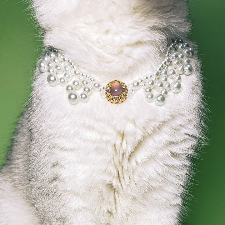 Olivenorma - Collana con collare per animali domestici in stile vintage con perle fatte a mano - image 0