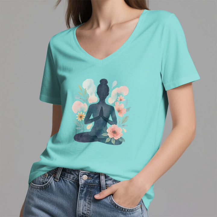 Olivenorma Inner Strength - Maglietta da meditazione yoga in cotone con scollo a V - image 14