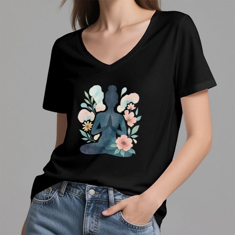 Olivenorma Inner Strength - Maglietta da meditazione yoga in cotone con scollo a V - image 4