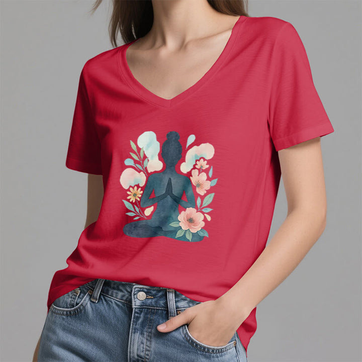 Olivenorma Inner Strength - Maglietta da meditazione yoga in cotone con scollo a V - image 22