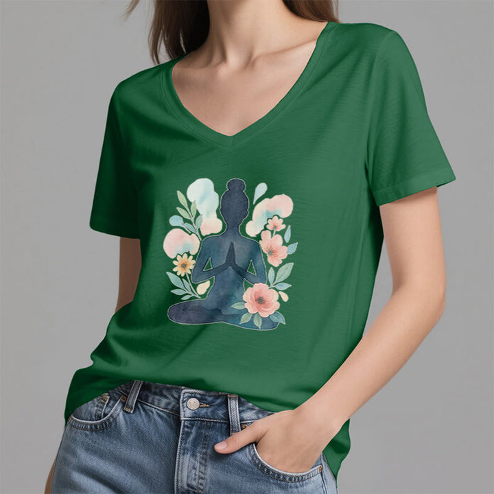 Olivenorma Inner Strength - Maglietta da meditazione yoga in cotone con scollo a V - image 18