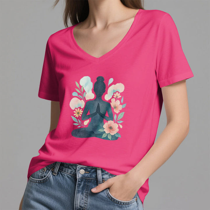 Olivenorma Inner Strength - Maglietta da meditazione yoga in cotone con scollo a V - image 26