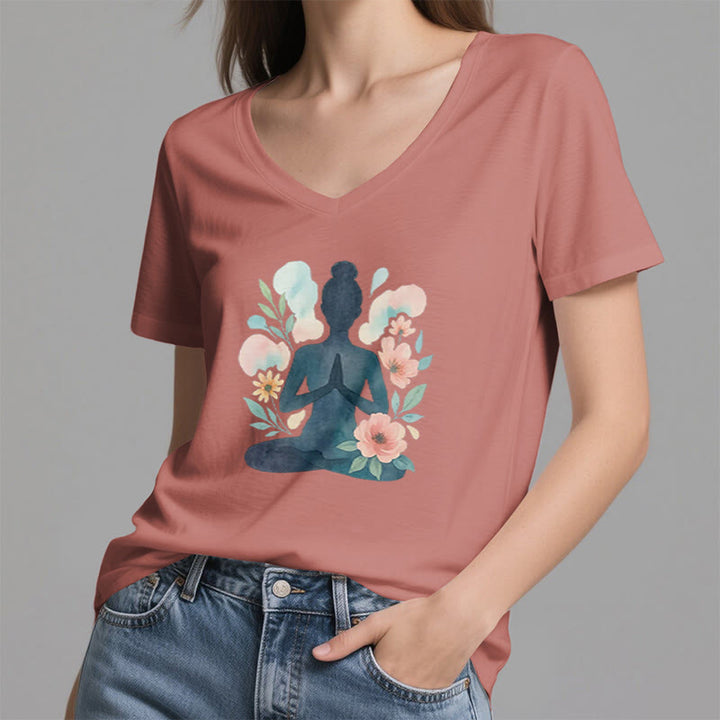 Olivenorma Inner Strength - Maglietta da meditazione yoga in cotone con scollo a V - image 10