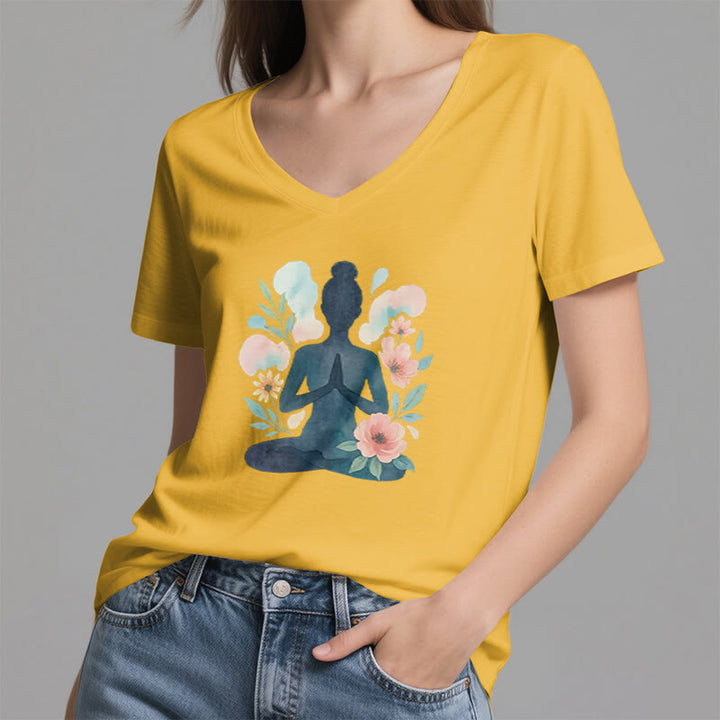 Olivenorma Inner Strength - Maglietta da meditazione yoga in cotone con scollo a V - image 24