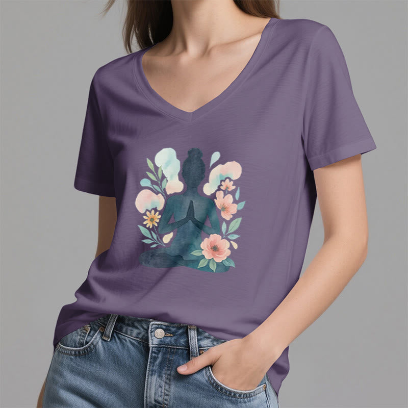 Olivenorma Inner Strength - Maglietta da meditazione yoga in cotone con scollo a V - image 8