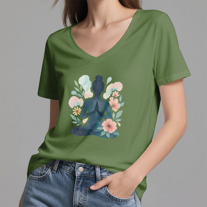 Olivenorma Inner Strength - Maglietta da meditazione yoga in cotone con scollo a V - image 20