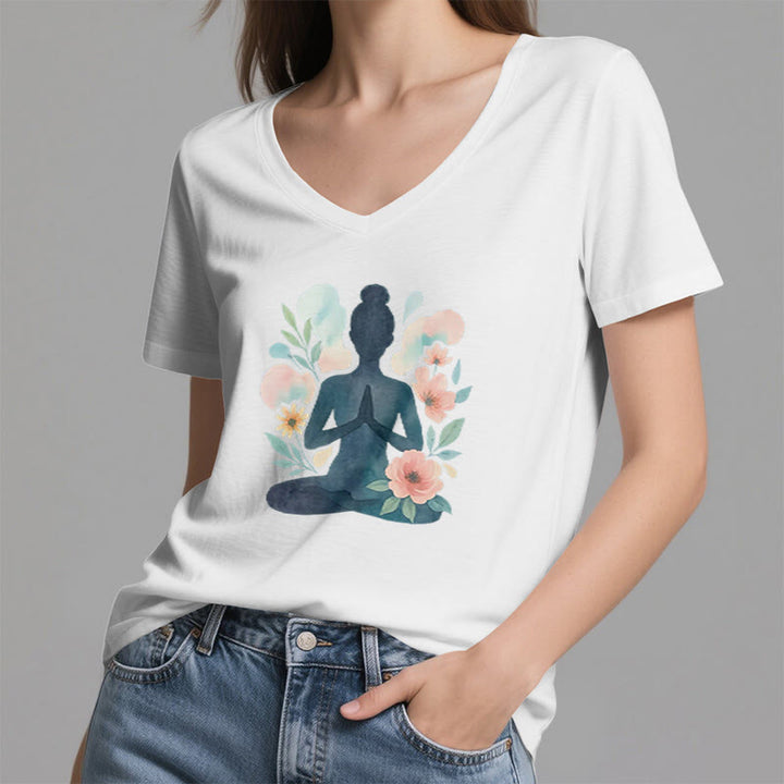 Olivenorma Maglietta da meditazione yoga con scollo a V e scritta "Inner Strength" - image 1