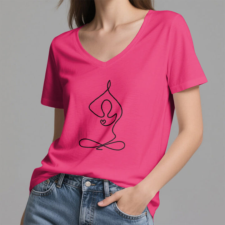 Olivenorma Focus Balance T-shirt in cotone con scollo a V per yoga e meditazione - image 26