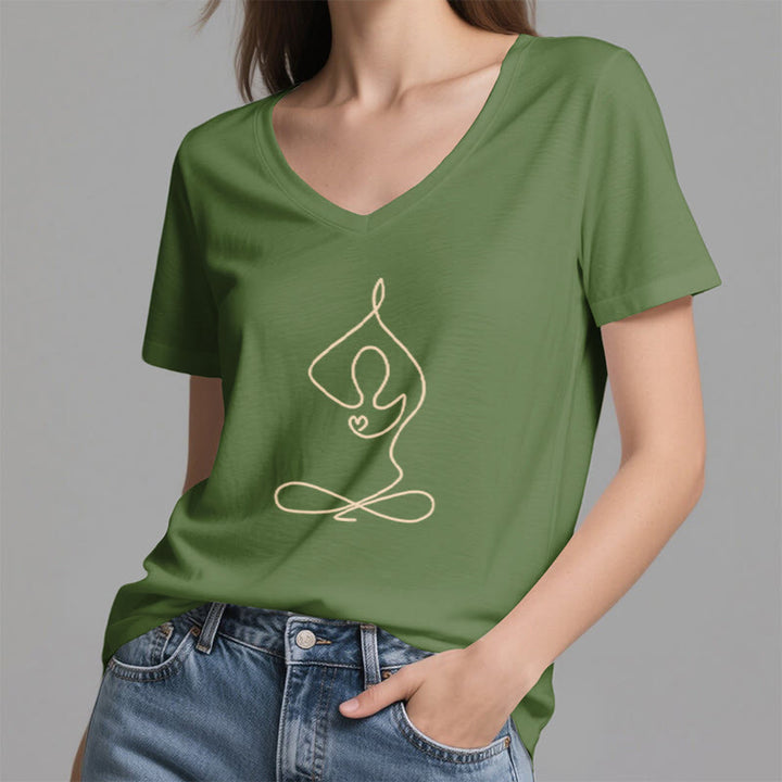 Olivenorma Focus Balance T-shirt con scollo a V per yoga e meditazione - image 20