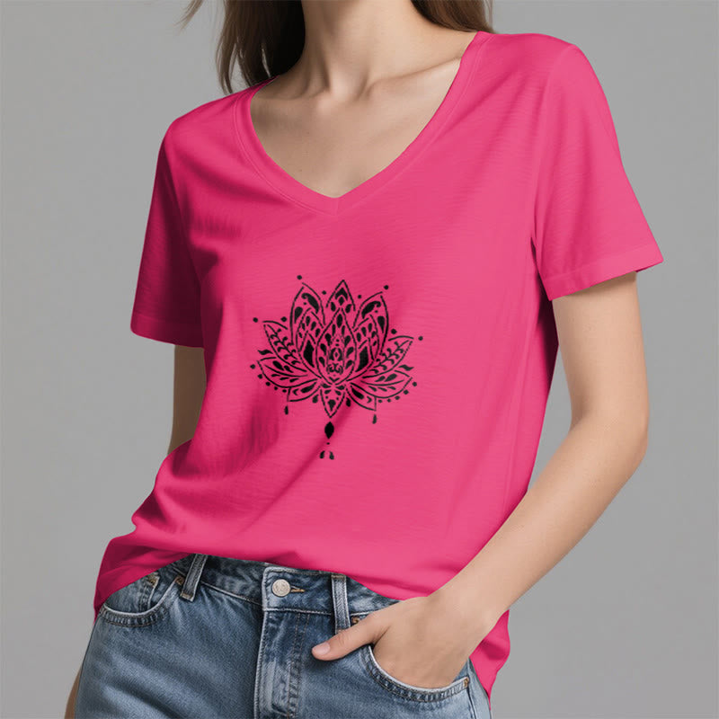 Olivenorma Mandala Energy Harmony T-shirt con scollo a V per yoga e meditazione - image 26