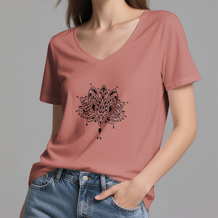 Olivenorma Mandala Energy Harmony T-shirt con scollo a V per yoga e meditazione - image 12