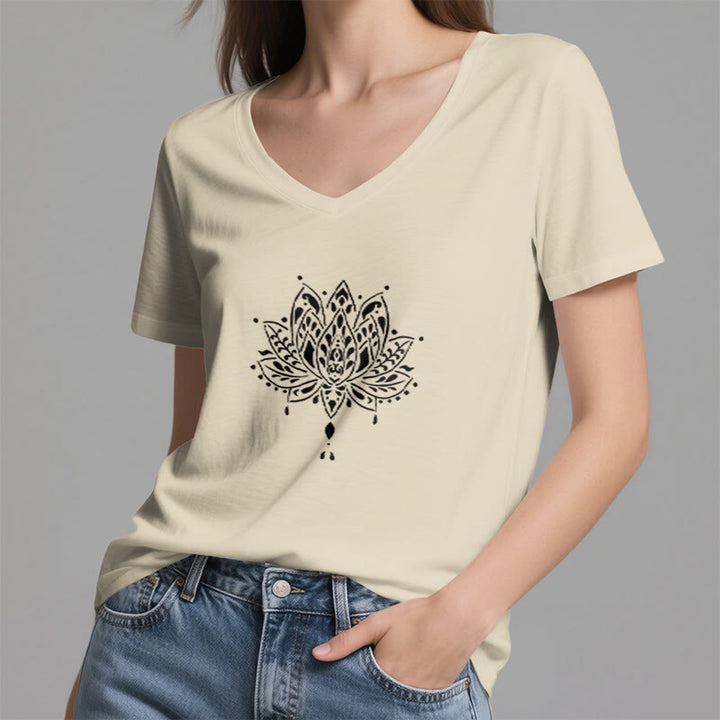 Olivenorma Mandala Energy Harmony T-shirt con scollo a V per yoga e meditazione - image 18