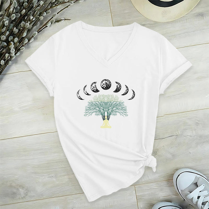 Maglietta da meditazione yoga con scollo a V e motivo "Albero della vita" di Olivenorma - Bianco - 2XL - image 3