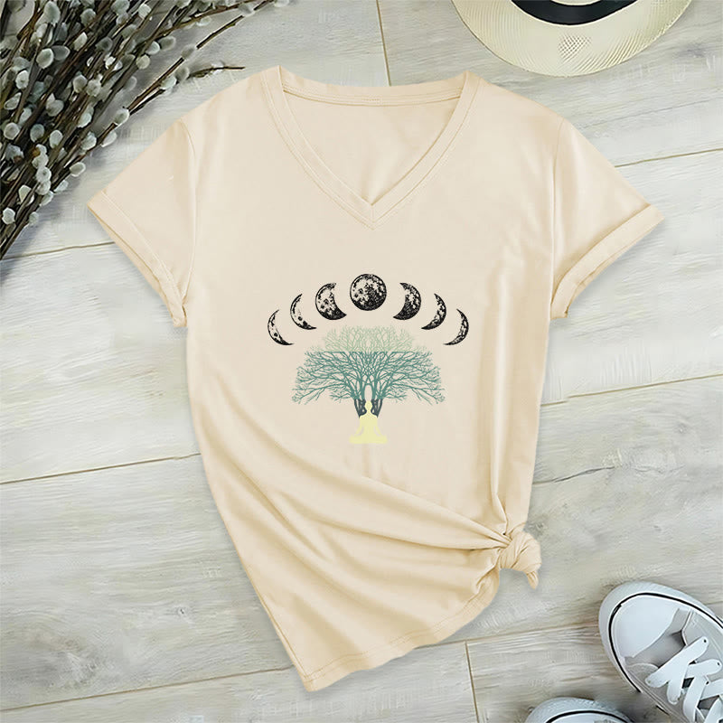 Maglietta da meditazione yoga con scollo a V e motivo "Albero della vita" di Olivenorma - Cachi - 2XL - image 15