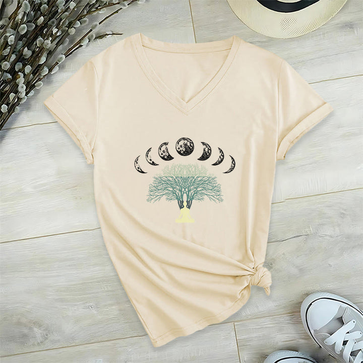 Maglietta da meditazione yoga con scollo a V e motivo "Albero della vita" di Olivenorma - Cachi - 2XL - image 15