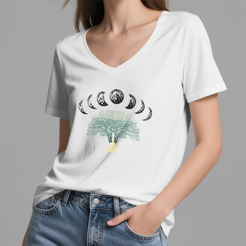 Maglietta da meditazione yoga con scollo a V e motivo "Albero della vita" di Olivenorma - image 4