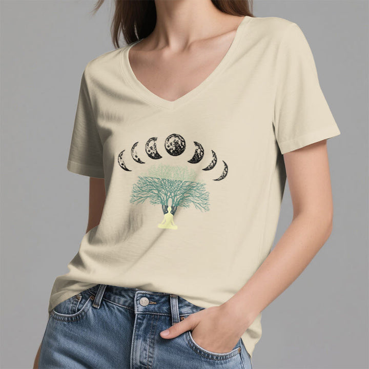 Maglietta da meditazione yoga con scollo a V e motivo "Albero della vita" di Olivenorma - image 16