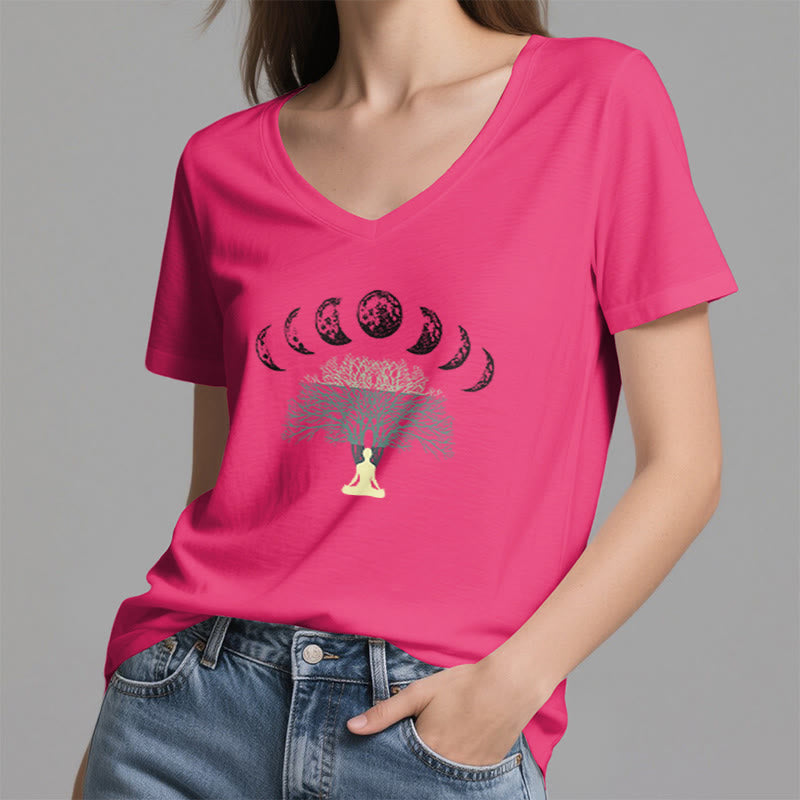 Olivenorma Maglietta da meditazione yoga in cotone con scollo a V e motivo "Albero della vita" - image 26