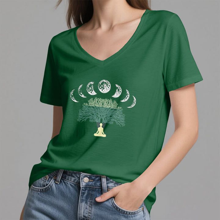 Maglietta da meditazione yoga con scollo a V e motivo "Albero della vita" di Olivenorma - image 18