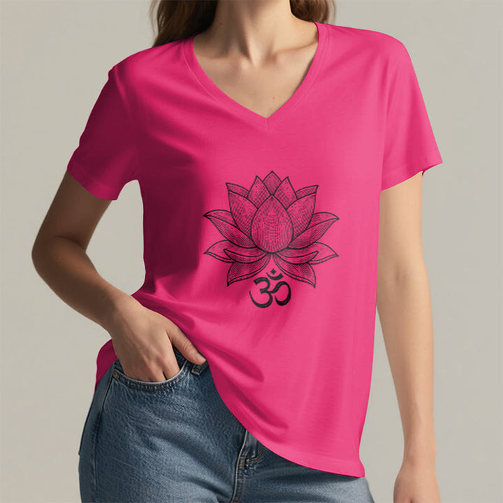 Olivenorma Lotus Mindful Power T-shirt con scollo a V per yoga e meditazione - image 26