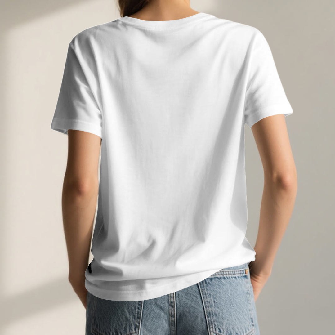 Olivenorma Lotus Mindful Power T-shirt in cotone con scollo a V per yoga e meditazione - image 2