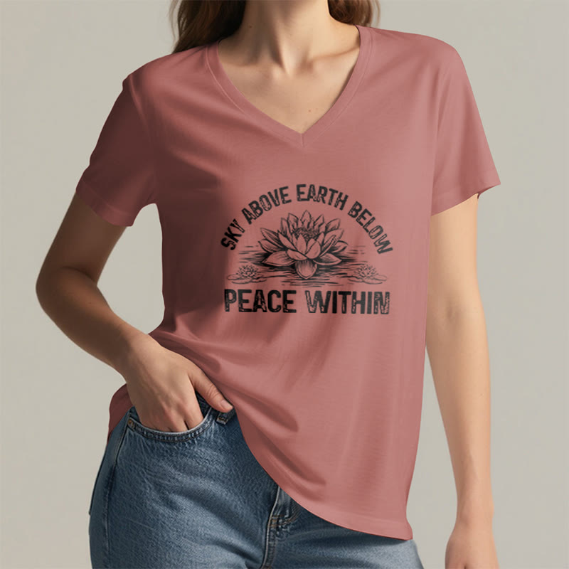 Olivenorma Maglietta da meditazione yoga con scollo a V e simbolo della pace interiore - image 12