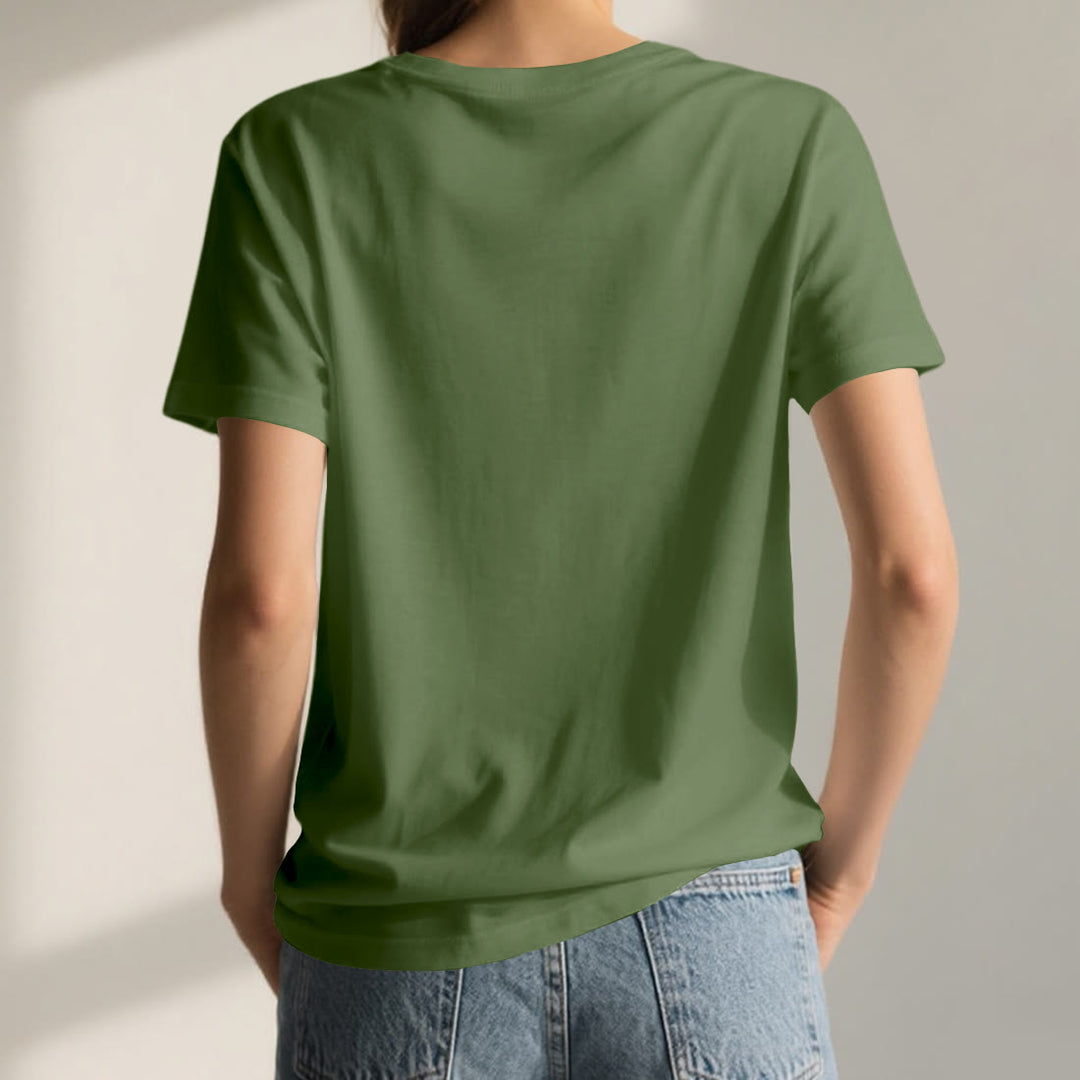 Olivenorma T-shirt in cotone con scollo a V e simbolo di pace interiore per yoga e meditazione - image 2
