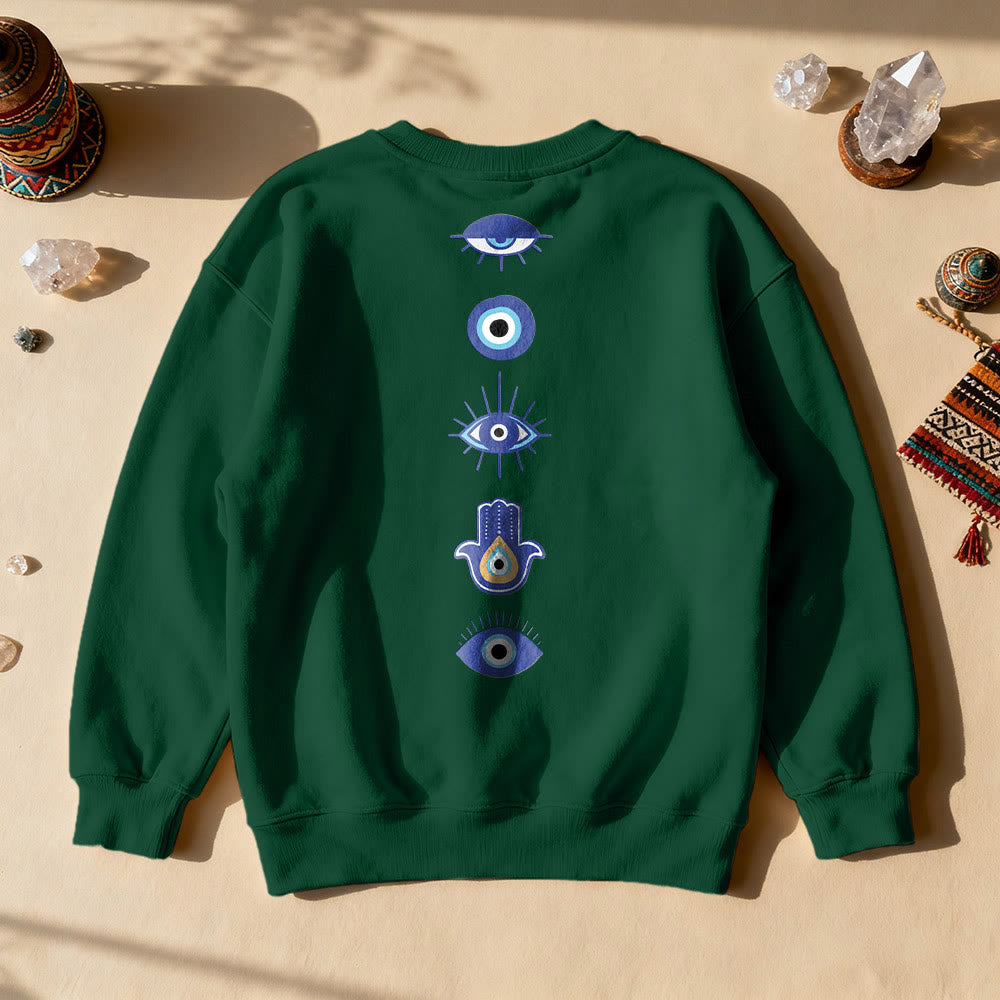 Felpa con stampa elegante dell'elemento Evil Eye Olivenorma - Verde - 2XL - image 7