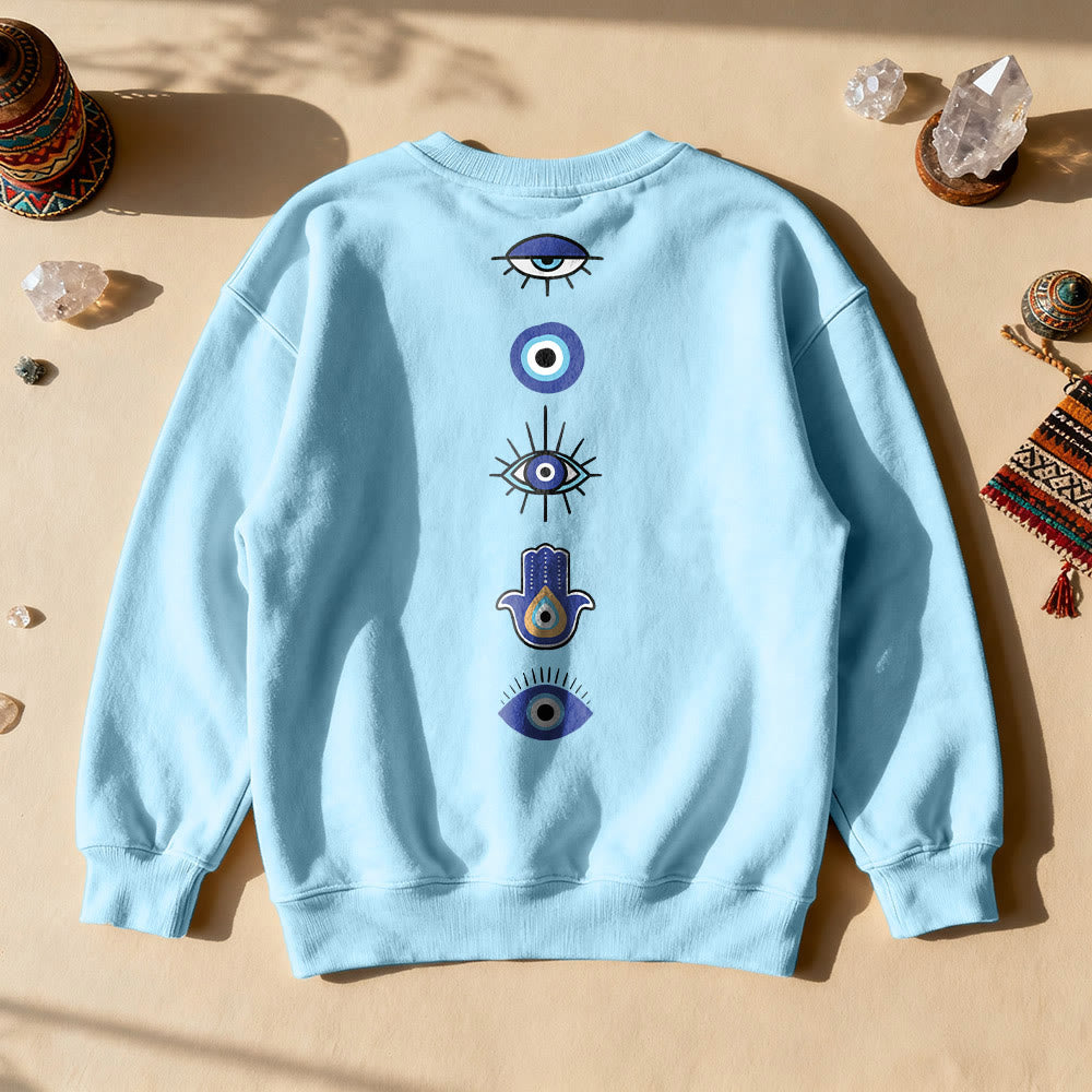 Felpa con stampa elegante dell'elemento Evil Eye Olivenorma - Blu - 2XL - image 5
