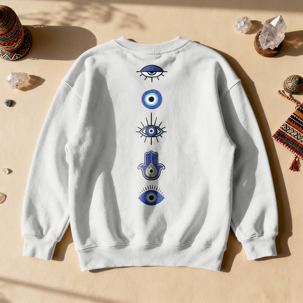 Felpa con stampa elegante dell'elemento Evil Eye Olivenorma - Bianco - 2XL - image 1
