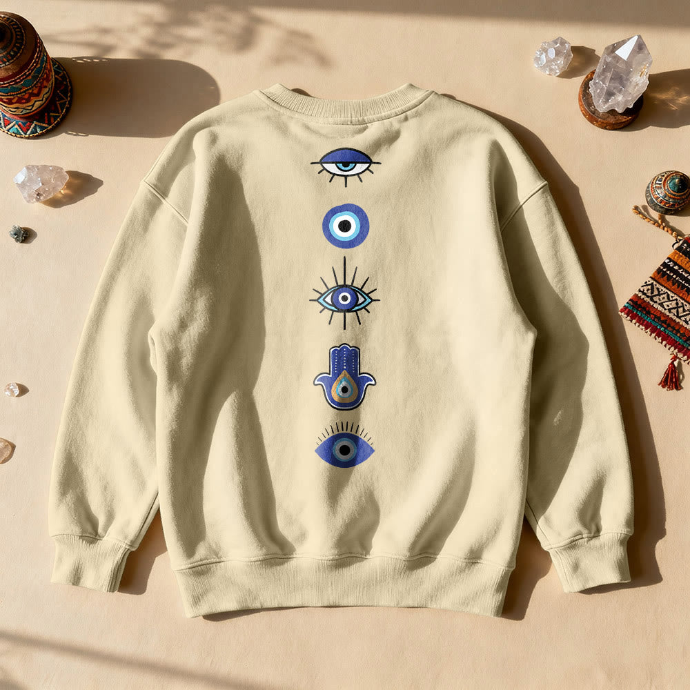 Felpa con stampa elegante dell'elemento Evil Eye Olivenorma - Cachi - 2XL - image 4