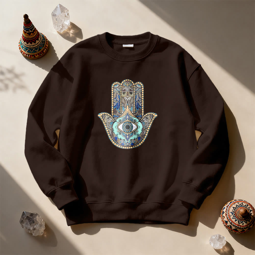 Felpa Olivenorma Chic Evil Eye Hamsa Hand - Marrone - 2XL - image 7